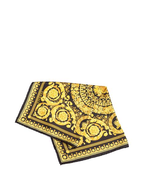 versace black and blue scarf|versace tribute scarf.